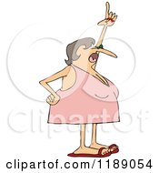 Woman In A Dress Bathing Suit Pointing Up And Shouting