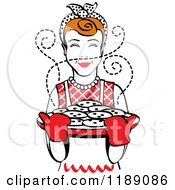 Poster, Art Print Of Retro Happy Redhead Housewife Holding Freshly Baked Cookies 2