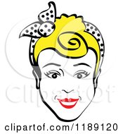 Clipart Of A Happy Retro Blond Woman Smiling And Wearing A Scarf In Her Hair Royalty Free Vector Illustration