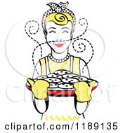 Poster, Art Print Of Retro Happy Blond Housewife Holding Freshly Baked Cookies 2