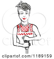 Poster, Art Print Of Retro Gray Haired Housewife Or Maid Woman Grinding Fresh Pepper 2