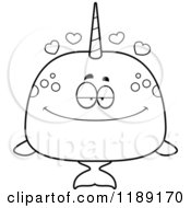 Cartoon Of A Black And White Loving Narwhal Royalty Free Vector Clipart