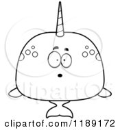 Cartoon Of A Black And White Surprised Narwhal Royalty Free Vector Clipart