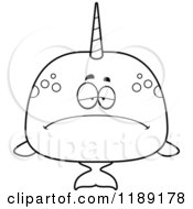 Cartoon Of A Black And White Depressed Narwhal Royalty Free Vector Clipart