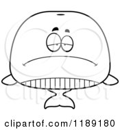 Cartoon Of A Black And White Depressed Whale Mascot Royalty Free Vector Clipart