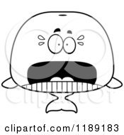 Cartoon Of A Black And White Scared Whale Mascot Royalty Free Vector Clipart