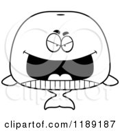 Cartoon Of A Black And White Grinning Evil Whale Mascot Royalty Free Vector Clipart