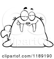 Cartoon Of A Black And White Drunk Walrus Mascot Royalty Free Vector Clipart