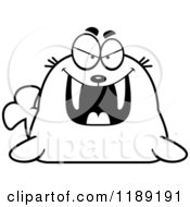 Cartoon Of A Black And White Grinning Evil Walrus Mascot Royalty Free Vector Clipart