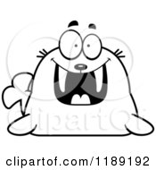 Poster, Art Print Of Black And White Happy Grinning Walrus Mascot
