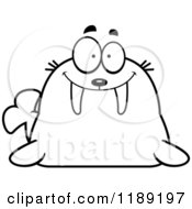 Cartoon Of A Black And White Happy Walrus Mascot Royalty Free Vector Clipart