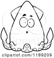 Cartoon Of A Black And White Surprised Squid Royalty Free Vector Clipart