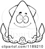 Cartoon Of A Black And White Happy Squid Royalty Free Vector Clipart