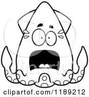 Cartoon Of A Black And White Scared Squid Royalty Free Vector Clipart