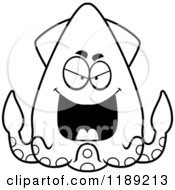 Cartoon Of A Black And White Evil Squid Royalty Free Vector Clipart by Cory Thoman