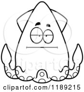 Cartoon Of A Black And White Bored Squid Royalty Free Vector Clipart by Cory Thoman