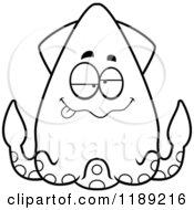 Cartoon Of A Black And White Drunk Squid Royalty Free Vector Clipart by Cory Thoman