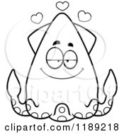 Cartoon Of A Black And White Loving Squid Royalty Free Vector Clipart by Cory Thoman