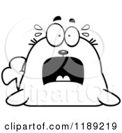 Cartoon Of A Black And White Scared Seal Royalty Free Vector Clipart