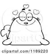 Cartoon Of A Black And White Loving Seal Royalty Free Vector Clipart
