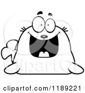 Cartoon Of A Black And White Happy Grinning Seal Royalty Free Vector Clipart