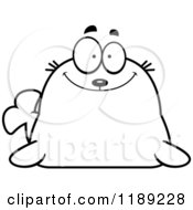 Cartoon Of A Black And White Happy Seal Royalty Free Vector Clipart by Cory Thoman