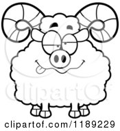 Cartoon Of A Black And White Drunk Ram Mascot Royalty Free Vector Clipart