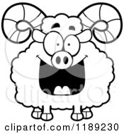 Cartoon Of A Black And White Happy Grinning Ram Mascot Royalty Free Vector Clipart
