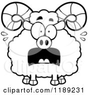 Cartoon Of A Black And White Scared Ram Mascot Royalty Free Vector Clipart
