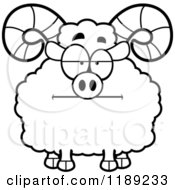 Cartoon Of A Black And White Bored Ram Mascot Royalty Free Vector Clipart