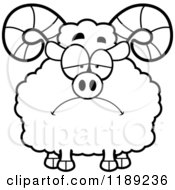 Cartoon Of A Black And White Depressed Ram Mascot Royalty Free Vector Clipart