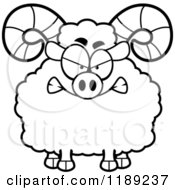Cartoon Of A Black And White Mad Ram Mascot Royalty Free Vector Clipart