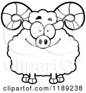 Cartoon Of A Black And White Happy Ram Mascot Royalty Free Vector Clipart
