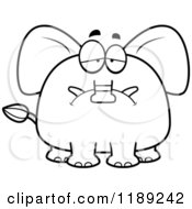 Cartoon Of A Black And White Depressed Elephant Mascot Royalty Free Vector Clipart