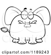 Cartoon Of A Black And White Bored Elephant Mascot Royalty Free Vector Clipart
