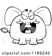 Cartoon Of A Black And White Grinning Evil Elephant Mascot Royalty Free Vector Clipart