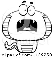 Cartoon Of A Black And White Scared Cobra Snake Mascot Royalty Free Vector Clipart