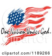 Poster, Art Print Of Wavy Painted American Flag With One Nation Under God Text