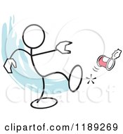 Poster, Art Print Of Stickler Man Kicking The Can Over Blue
