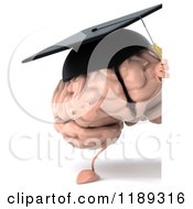 Clipart Of A 3d Graduation Brain With A Sign 4 Royalty Free CGI Illustration