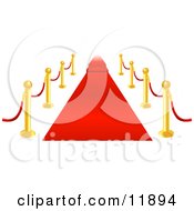 Red Carpet Brass Posts And Velvet Ropes Clipart Illustration