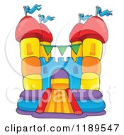 Cartoon Of A Colorful Bouncy House Castle Royalty Free Vector Clipart by visekart #COLLC1189547-0161