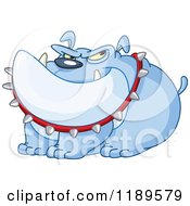 Cartoon Of A Tough Blue Bulldog Sitting And Wearing A Spiked Collar Royalty Free Vector Clipart