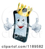 Poster, Art Print Of Happy Cell Phone Mascot Wearing A Crown And Holding Two Thumbs Up