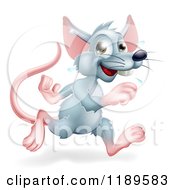 Cartoon Of A Happy Gray Rat Running Royalty Free Vector Clipart