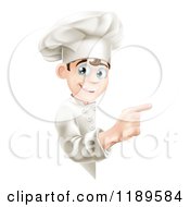 Poster, Art Print Of Happy Young Chef Pointing Around A Menu Or Sign Board