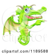 Poster, Art Print Of Happy Green Dragon Pointing At A Sign