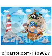 Poster, Art Print Of Buccaneers On A Pirate Ship Near A Lighthouse