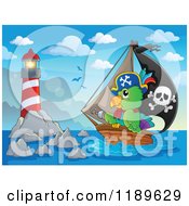 Poster, Art Print Of Pirate Parrot On A Ship Near A Lighthouse