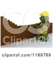 Clipart Of A 3d Tortoise Mason Contractor Building A Brick Wall 4 Royalty Free CGI Illustration by KJ Pargeter